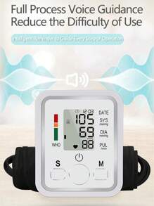 Monitor de presión arterial en el hogar, monitor de presión arterial en el brazo con soporte digital inteligente preciso, USB y 4 pilas AAA ajustable en manguito de brazo, gran pantalla LCD - blanco