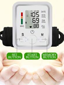 Monitor de presión arterial en el hogar, monitor de presión arterial en el brazo con soporte digital inteligente preciso, USB y 4 pilas AAA ajustable en manguito de brazo, gran pantalla LCD - blanco