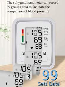 Monitor de presión arterial en el hogar, monitor de presión arterial en el brazo con soporte digital inteligente preciso, USB y 4 pilas AAA ajustable en manguito de brazo, gran pantalla LCD - blanco