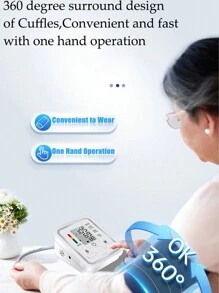Monitor de presión arterial en el hogar, monitor de presión arterial en el brazo con soporte digital inteligente preciso, USB y 4 pilas AAA ajustable en manguito de brazo, gran pantalla LCD - blanco