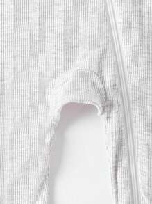 Set de 2 piezas Conjunto de bebé niña de bambú acanalado con cremallera, suave, transpirable, amigable con la piel, alta elasticidad, combinación de unicolor, mono de manga larga y pantalón largo con cremallera bidireccional (con mangas y cubiertas para los pies reversibles)