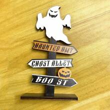 1 pieza Calabaza encantadora de madera con diseño de fantasma - Decoración de mesa versátil para Halloween que no requiere energía (estilo aleatorio) - Multicolor - Ver 13