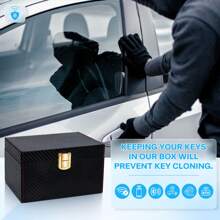Caja Faraday para llaves de coche - Estuche antihacking premium, protector de llaves de coche para bloquear la señal para coches, teléfonos, protector de jaula de Faraday que bloquea la señal, contiene hasta 6 llaves - Negro - Ver 2