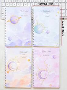 1pc A5 60 Pages Floral Design Spiral Notebook For Students, Thick Pages & Lined Inner Pages, Random Color Back To School