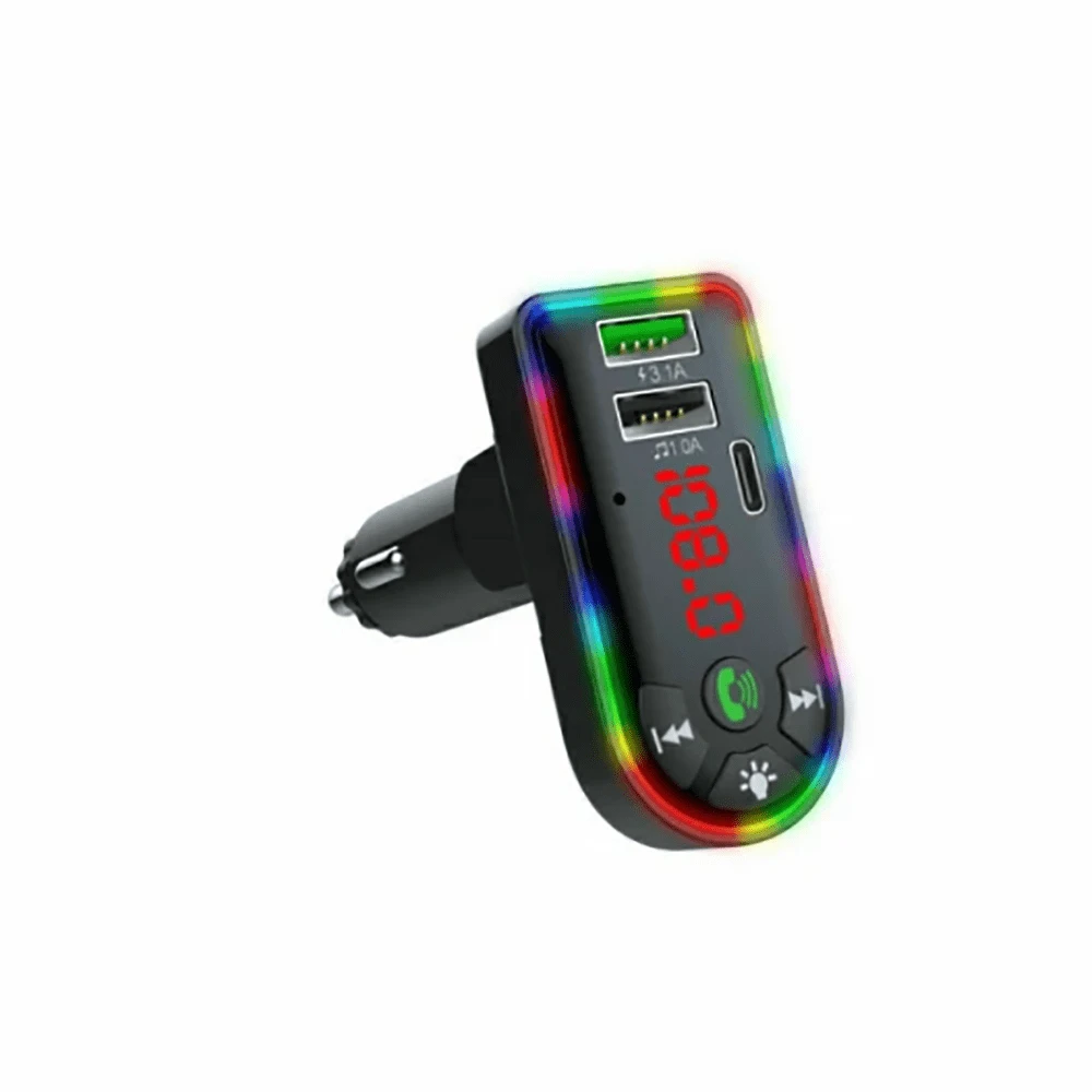 Coche Bluetooth 5.0 Reproductor MP3 Transmisor de FM Radio Cargador rápido de 3.1A Adaptador Varios - Negro - Ver 1
