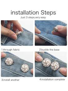 1 件可调节腰带扣,无缝可拆卸腰带夹,完美贴合腰带配件,可爱甜美风格,可拆卸无缝金属腰带扣夹,牛仔裤腰带配件混合颜色纽扣,时尚配饰 - 彩色 - 查看 11