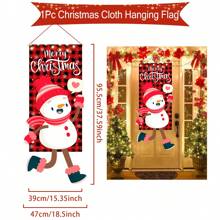 علم بموضوع عيد الميلاد 1قطعة، سانتا كلوز الكيوت، رجل الثلج، جندي المحطم الجوز، مناسب لديكور عيد الميلاد، إطار الباب، علم الحديقة - متعدد الألوان - مشاهدة 13