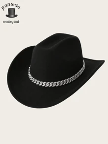 1 件装女士纯色卷边彩色水钻亮片拼接西部牛仔帽，适合休闲外出、节日派对、日常穿着 - 彩色 - 查看 10