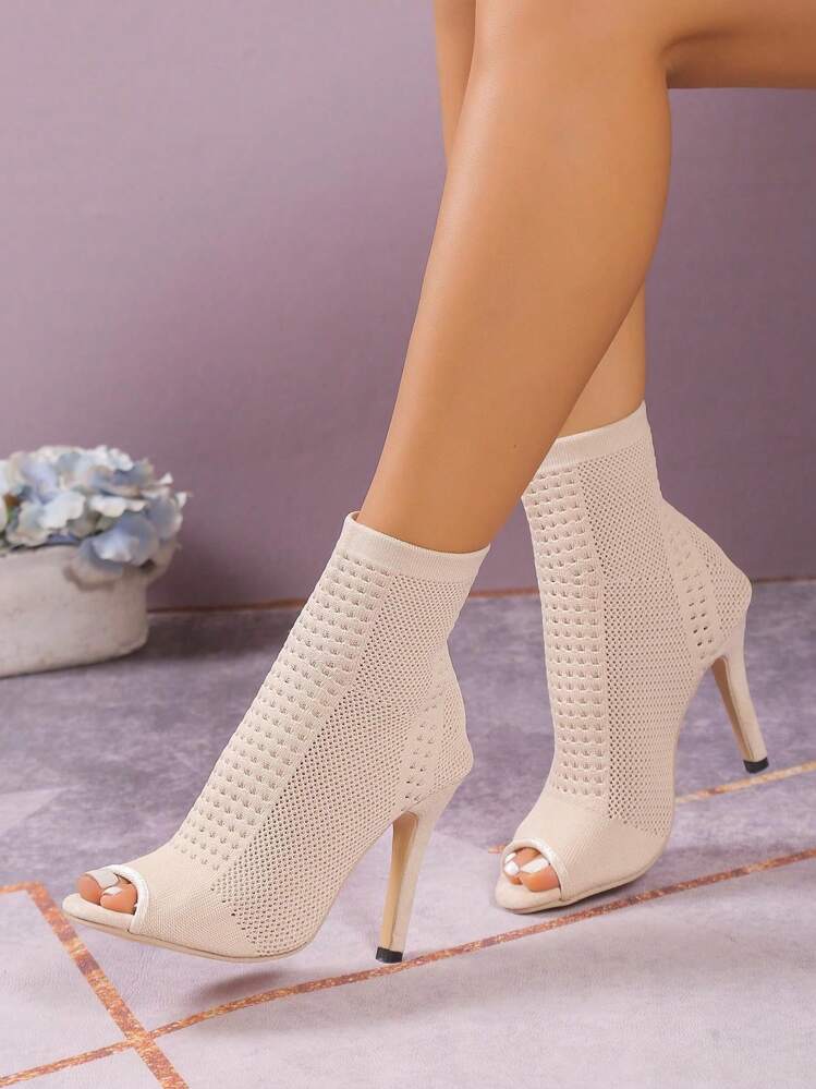 beige dress boots women Putu Women's Stiletto High Heel Slouchy Ankle Boots Sexy Boots | Women's Heel Booties for Party Night Out, Casual Chic, Color Beige, Size 5.5 cut celestial cutouts Beige Suede Boots - Pointed