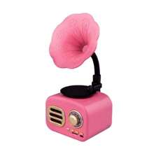 Vintage Gramophone Speaker, Creative Gift Stereo Music Box Radio Desk Decor - Pink - View 12