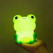 1pc Silicone Frog Lamp Frog Soft Silicone Sleeping Night Light Dimmable Timer RechargeableColorful Light Room Decor Gifts - Color - View 5