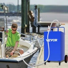 30 Gallon Portable Gas Caddy, Fuel Caddy Fuel Storage Tank With 4 Wheels & Manual Transfer Pump, Gasoline Fuel Container For Cars, Lawn Mowers, ATVs & Boats, Blue - 藍色 - 查看 9