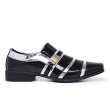 Sapato Social Masculino Esporte Fino Envernizado Confortável Brilhoso Luxuoso - Prata - Visão 5