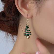 1 对全新圣诞氛围合金创意耳环，适合女性日常佩戴 - 銀色 - 查看 2