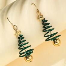 1 对全新圣诞氛围合金创意耳环，适合女性日常佩戴 - 銀色 - 查看 1