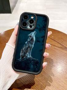 1 pieza Funda antideslizante de lobo aullando compatible con Iphone/Galaxy/Infinix/Xiaomi Redmi/OPPO/VIVO