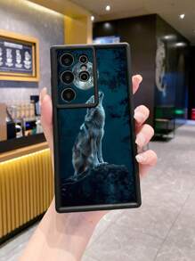 1 pieza Funda antideslizante de lobo aullando compatible con Iphone/Galaxy/Infinix/Xiaomi Redmi/OPPO/VIVO