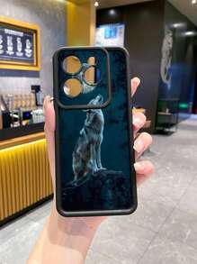 1 pieza Funda antideslizante de lobo aullando compatible con Iphone/Galaxy/Infinix/Xiaomi Redmi/OPPO/VIVO