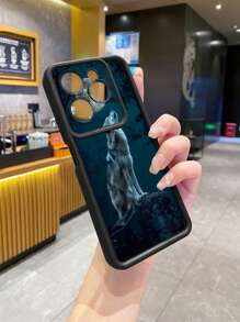 1 pieza Funda antideslizante de lobo aullando compatible con Iphone/Galaxy/Infinix/Xiaomi Redmi/OPPO/VIVO