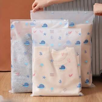 3/6/10pcs Whale Print Transparent Storage Bags - Sealed Underwear Organizers For Travel Luggage Packing, Space-Saving, Durable, And Easy-To-Clean Pouches With Protective Closure