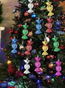 6pcs Electroplated Candy Pendants, Christmas Tree Candy Pendants, Christmas Party Decorations, Candy Home Decoration Pendants, Suitable For Christmas Decoration, Halloween Decoration, Thanksgiving Gift Wreath,Christmas