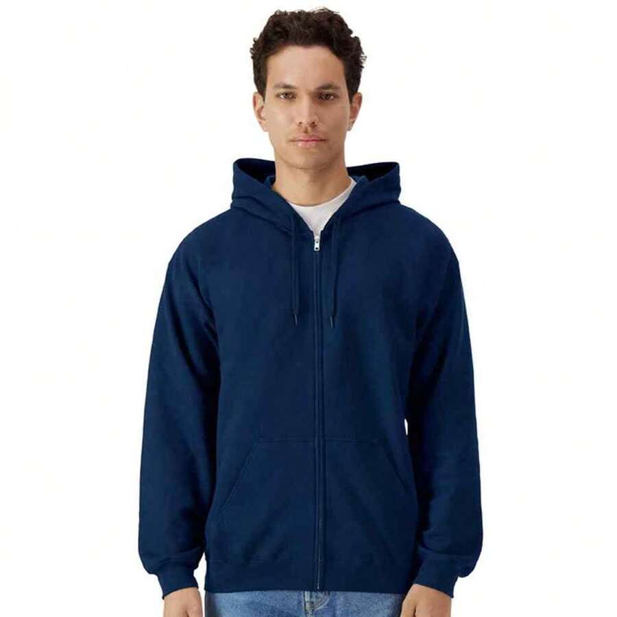 Gildan Mens Softstyle Midweight Full Zip Hoodie (Navy) - Navy Blue - View 1