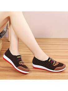 新款春秋季女士软底防滑休闲乐福鞋中年一脚蹬平底鞋 - 紅色 - 查看 4