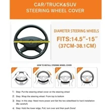 1pc PU Spliced Car Steering Wheel Cover Non-Slip Wear Resistant Suitable For All Seasons Fits 14.5-15in Diameter