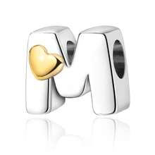 925 Silver Plated Heart Shaped Letter A-Z Pendant Charm, Smooth Letter Necklace A-Z Provides Multiple Choices. Ideal For DIY Bracelet And Necklace. Gold Heart Initial Letter Bead Pendant, Great Jewelry Gift For Women.
