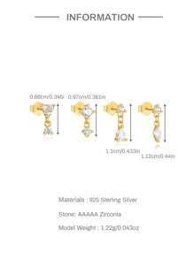 4Pcs Geometric Tassel 925 Sterling Silver Earring For Women Classic Piercing Stud Earring Suitable For Wedding Bridal Jewelry - Gold - View 7