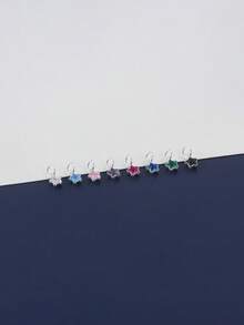 FOREVER QUEEN Collar corto bohemio de estrella de plata de ley 925, collar colgante de estrella vintage personalizado con piedra natal, joyería de cumpleaños y boda para mujeres y niñas