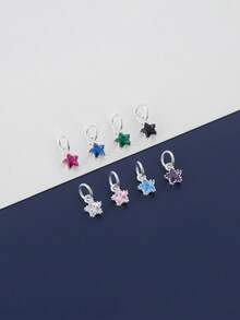 FOREVER QUEEN Collar corto bohemio de estrella de plata de ley 925, collar colgante de estrella vintage personalizado con piedra natal, joyería de cumpleaños y boda para mujeres y niñas