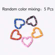 5 件心形彩绘弹簧扣、心形开口弹簧环、DIY 钥匙扣首饰配件 - 彩色 - 查看 10