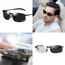 Photochromatic Sunglasses Darkens In The Sun Polarized Traveling Fishing Driving - 黑色 - 查看 6