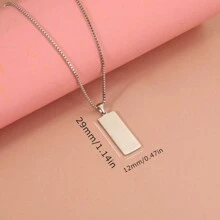 Custom Rectangle Titanium Steel Pendant Necklace Luxury Graduation Gifts For Her Couples Girlfriend Personalized Flower Name Bar Stainless Steel Pendant Necklace Personalized Gift Delicate Engraved Mother Daughter Wedding Birthday Graduation Bridesmaid