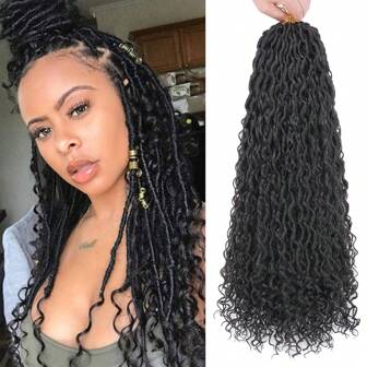 24 Inch Goddess Locs Crochet Braids Hair,1 Pack Ombre Faux Locs Crochet Hair For Women Pre Looped Crochet Boho Goddess Faux Locs Synthetic Crotchet Curly Hair