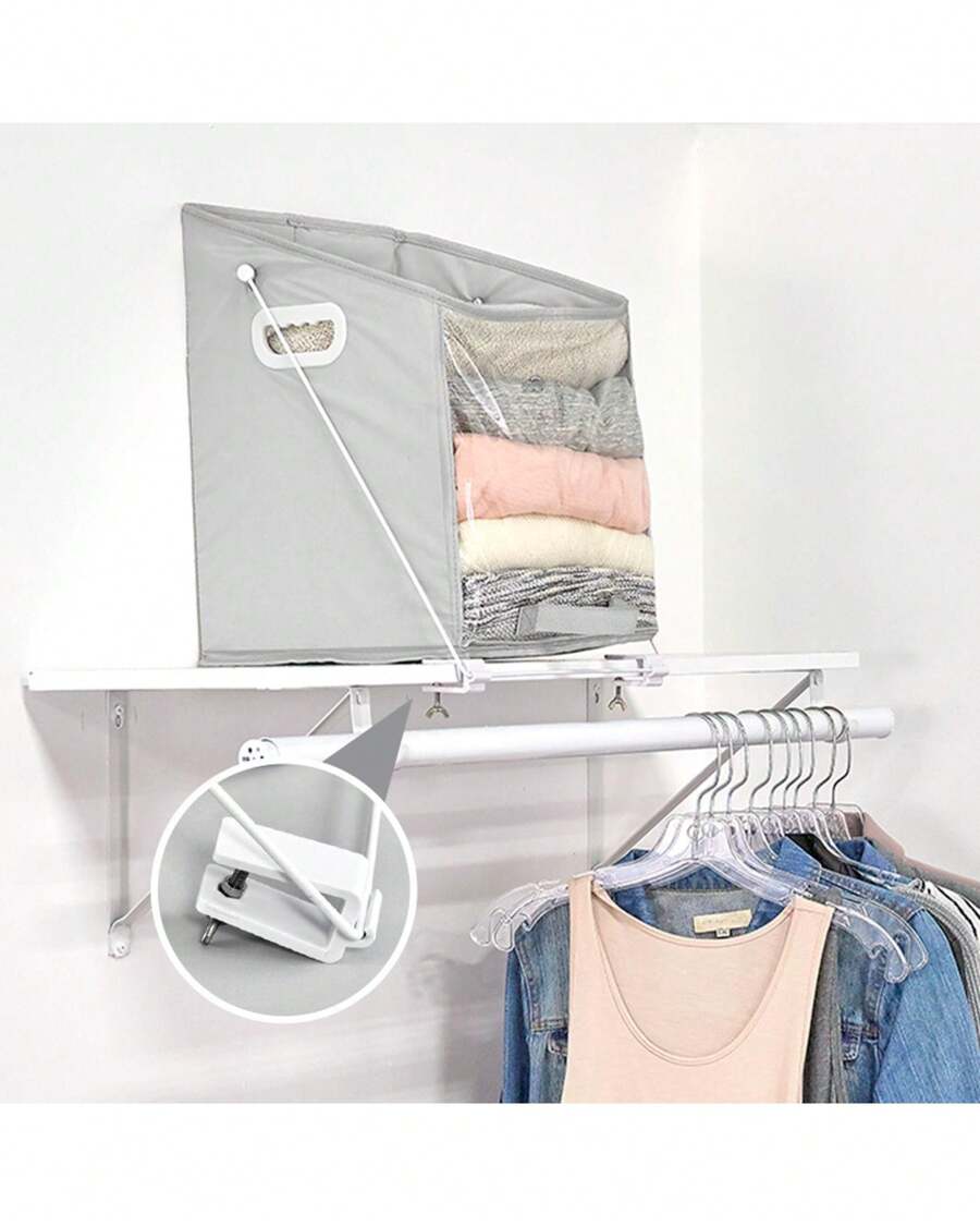Pull Down Hanging Closet Caddy - Storage Space Organization System - Gray - View 1