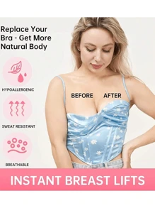 1 pieza Cinta para el busto para levantar y dar firmeza a tus pechos con cinta corporal y set de pezoneras sin espalda - Cinta de levantamiento de pechos transpirable para tallas de busto A-E ¡Accesorios de gimnasio! Vendas Cinta deportiva