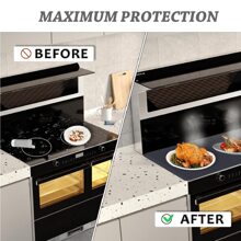 炉灶盖 - 硅胶电炉盖垫 - 28 X 20 陶瓷炉灶防护罩炉灶保护器，耐热玻璃炉灶盖，厨房碗碟干燥垫 - 彩色 - 查看 5