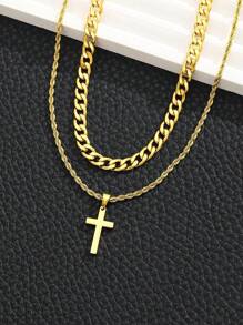 2 stuks tienerjongens eenvoudige kruishanger ketting geschikt kinderen trendy straatfeest sieraden voor dagelijkse decoratie