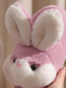 1 par Pantuflas moradas con diseño lindo de conejo para niños, zapatos de casa antideslizantes y cálidos para interiores para niñas, invierno