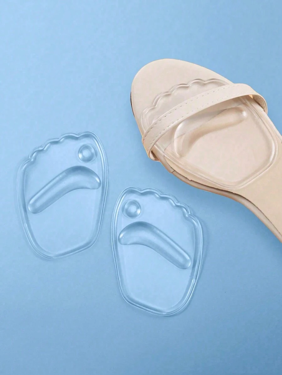 1 Pair Transparent Dot Grip Soft Non-Slip Forefoot Pad Half Size Insole For High Heels