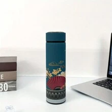 1个双层不锈钢真空保温杯，中国风卡通图案，500毫升/16.9盎司，防滑防漏可重复使用水瓶，适合户外运动、四季皆宜，圣诞节、万圣节、返校季礼物 - 彩色 - 查看 6