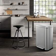 Stainless Steel 50 Liter / 13 Gallon Trash Can, Rectangular Steel Pedal Recycle Bin With Lid And Inner Buckets, Rectangular Hands-Free Kitchen Garbage Can - Bạc - Xem 2