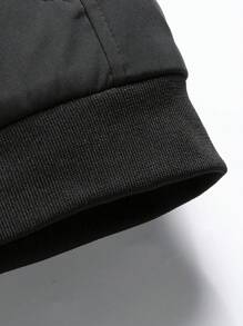 Warm Thermal Lined Stand Collar Jacket For Men, Thick Winter Outerwear - Black - View 5