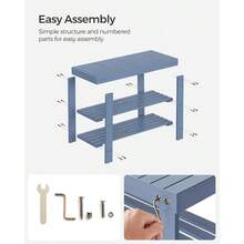 SONGMICS Shoe Rack Bench, 3-Tier Bamboo Shoe Storage Organizer, Entryway Bench, Holds Up To 286 Lb, 11.3 X 27.6 X 17.8 Inches, For Entryway Bathroom Bedroom, Black ULBS04H - 灰色 - 查看 8