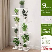 Soporte para plantas interior y exterior de metal, estantería con 4/5/6/7/8 niveles para múltiples macetas, exhibición de plantas, estantería, soporte para plantas individual para interiores, unidad para patio, jardín, esquina, balcón, sala de estar - Blanco - Ver 13
