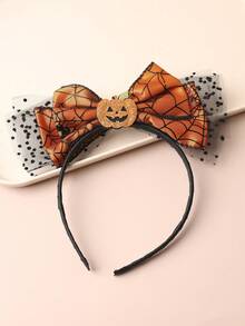 1pc Halloween Bow Headband With Pumpkin Lace Masquerade Party Hair Hoop - Multicolor - View 2