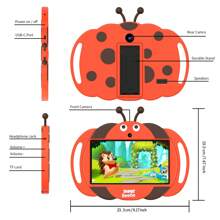 PRITOM Tableta para niños pequeños, tableta para niños de 7 pulgadas con WiFi, 32GB ROM, 2GB RAM, cámara dual, control parental, aplicaciones preinstaladas, juegos, tableta educativa de aprendizaje con funda (no adaptador)