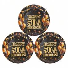 24件組 50歲生日派對用品套裝，紙盤派對用品，50歲生日一次性紙盤，50歲生日主題派對紙盤裝飾，送禮，慶祝活動 - 彩色 - 查看 6